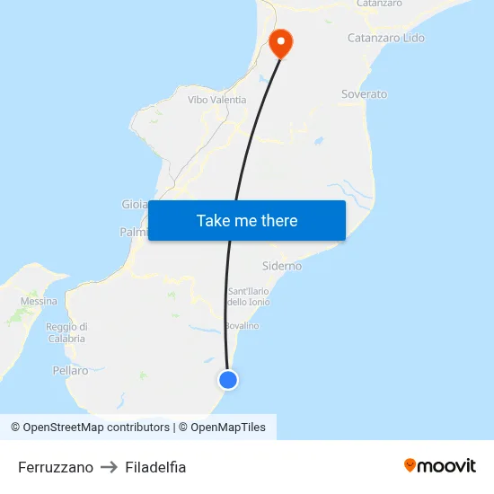 Ferruzzano to Filadelfia map