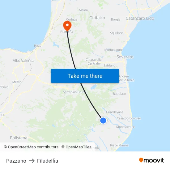 Pazzano to Filadelfia map