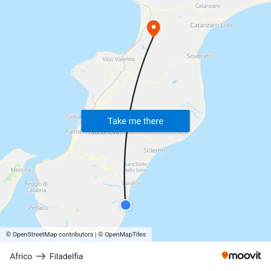 Africo to Filadelfia map