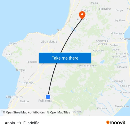 Anoia to Filadelfia map