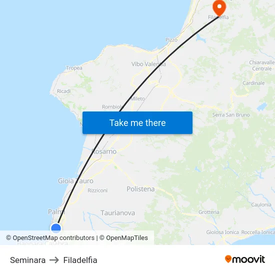 Seminara to Filadelfia map