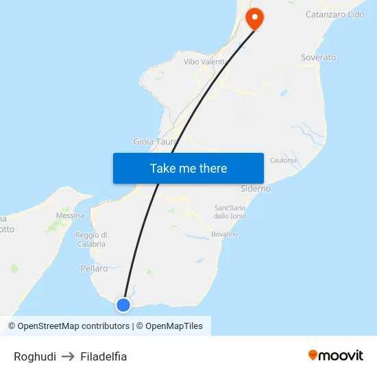 Roghudi to Filadelfia map