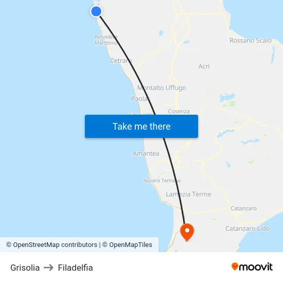 Grisolia to Filadelfia map