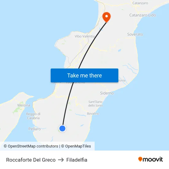 Roccaforte Del Greco to Filadelfia map