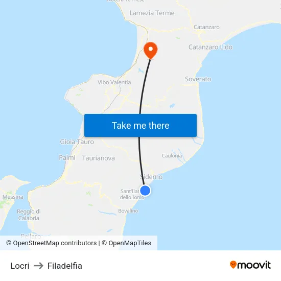 Locri to Filadelfia map