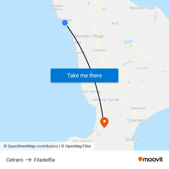 Cetraro to Filadelfia map