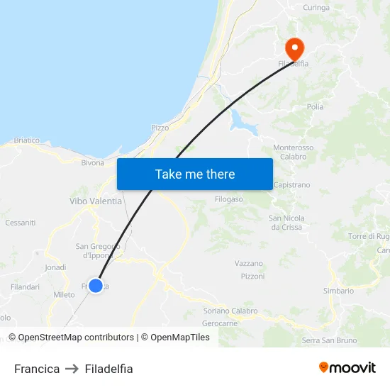 Francica to Filadelfia map