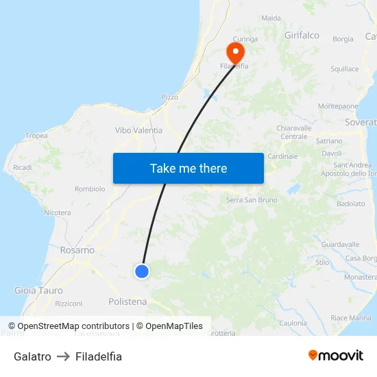 Galatro to Filadelfia map