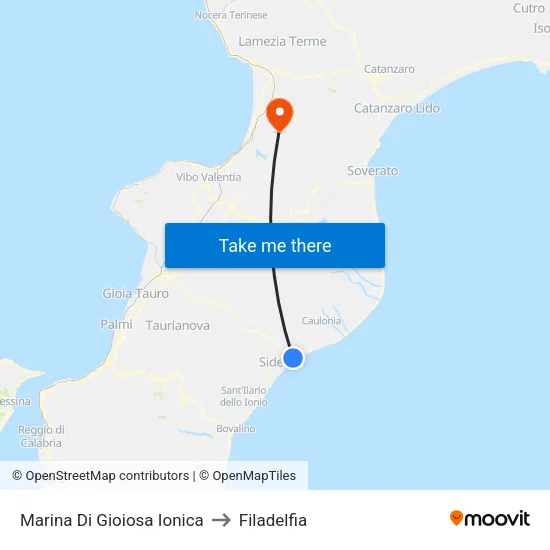 Marina Di Gioiosa Ionica to Filadelfia map