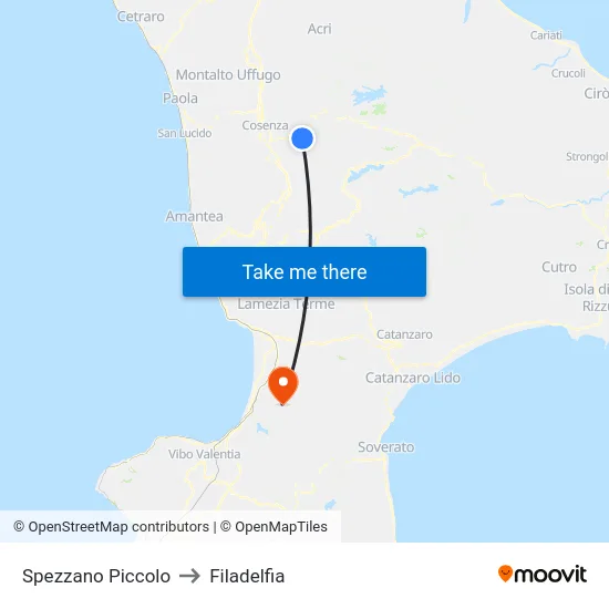 Spezzano Piccolo to Filadelfia map