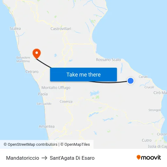 Mandatoriccio to Sant'Agata Di Esaro map