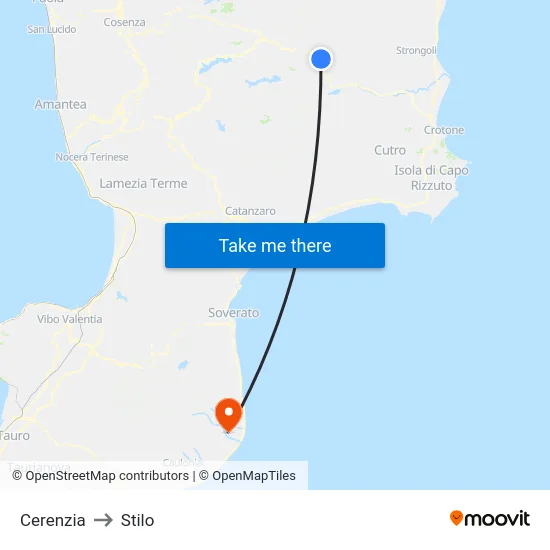 Cerenzia to Stilo map