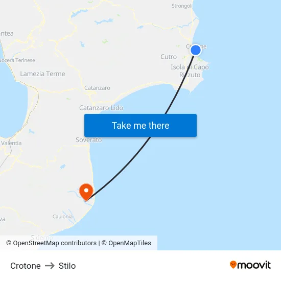 Crotone to Stilo map