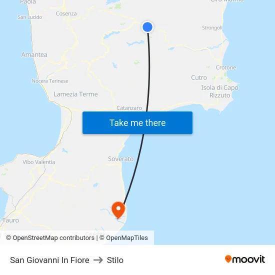 San Giovanni In Fiore to Stilo map