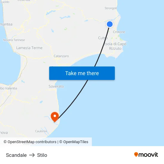 Scandale to Stilo map
