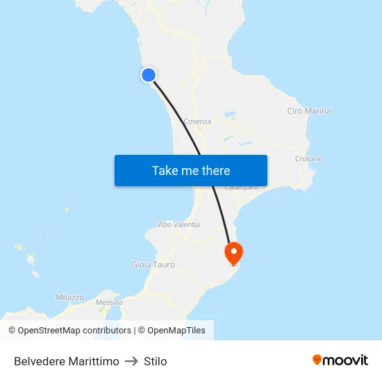 Belvedere Marittimo to Stilo map