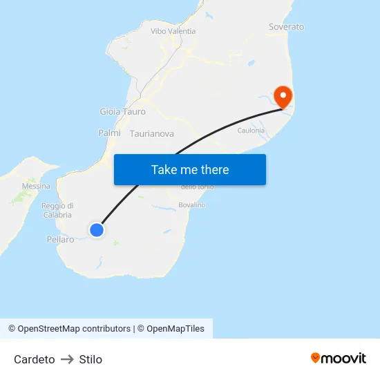 Cardeto to Stilo map