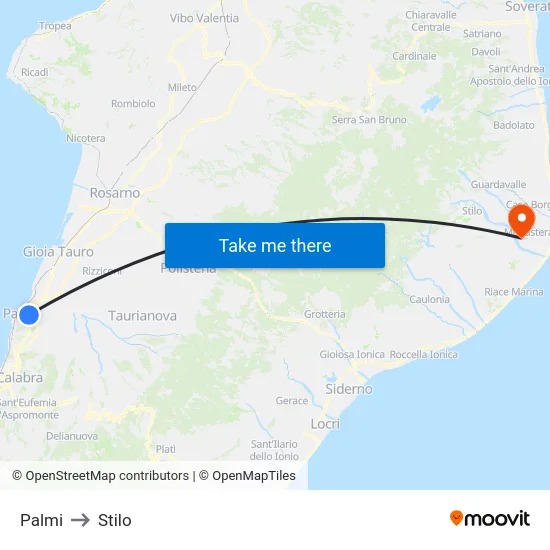 Palmi to Stilo map