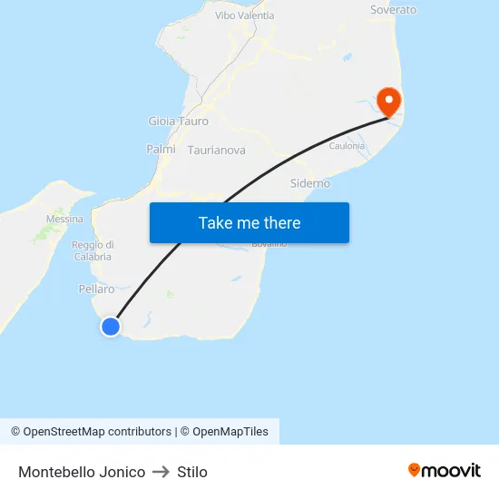 Montebello Jonico to Stilo map