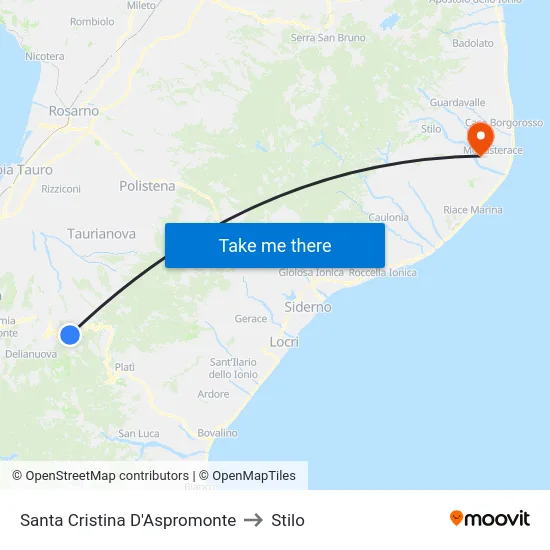 Santa Cristina D'Aspromonte to Stilo map