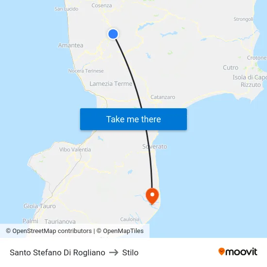 Santo Stefano Di Rogliano to Stilo map