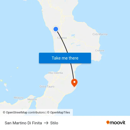 San Martino Di Finita to Stilo map