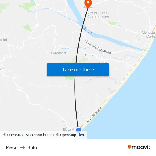 Riace to Stilo map