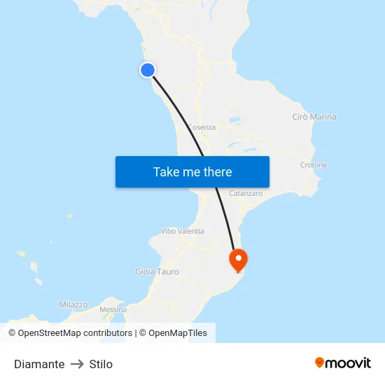 Diamante to Stilo map