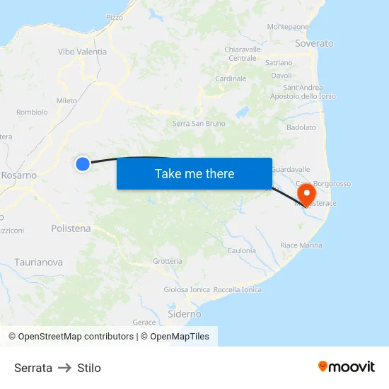 Serrata to Stilo map