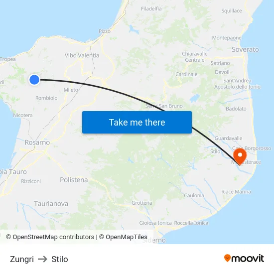 Zungri to Stilo map