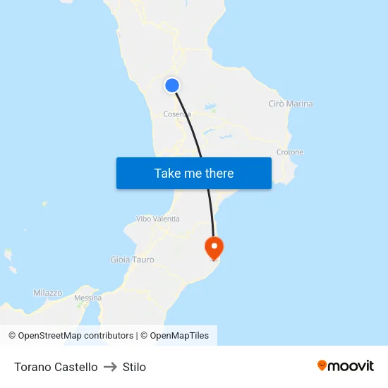 Torano Castello to Stilo map