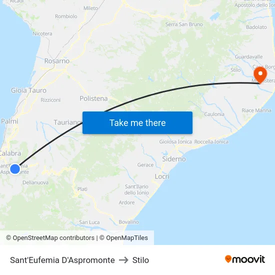 Sant'Eufemia D'Aspromonte to Stilo map