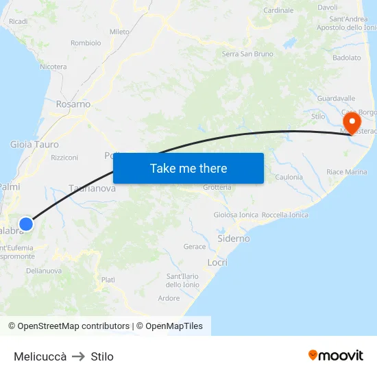Melicuccà to Stilo map