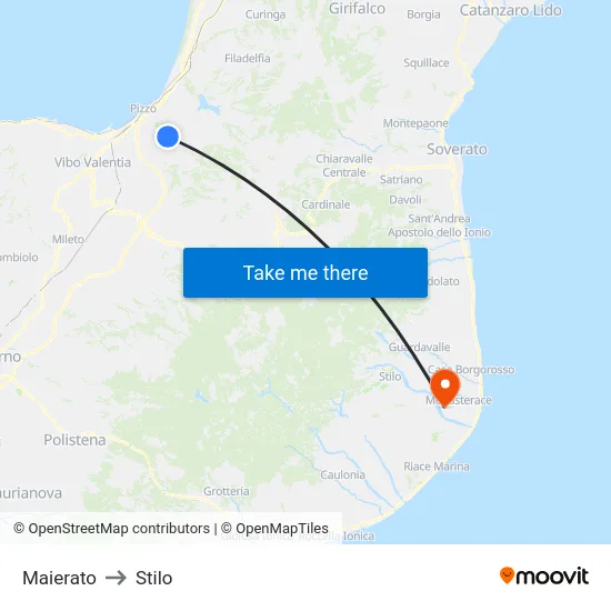 Maierato to Stilo map