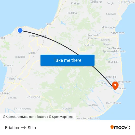 Briatico to Stilo map