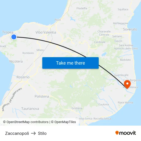 Zaccanopoli to Stilo map