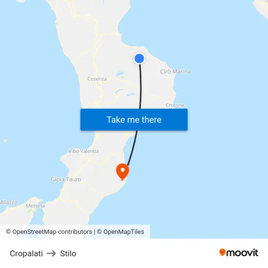 Cropalati to Stilo map