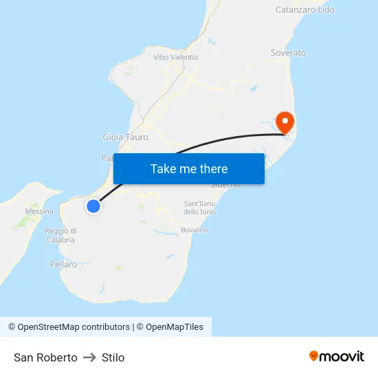 San Roberto to Stilo map