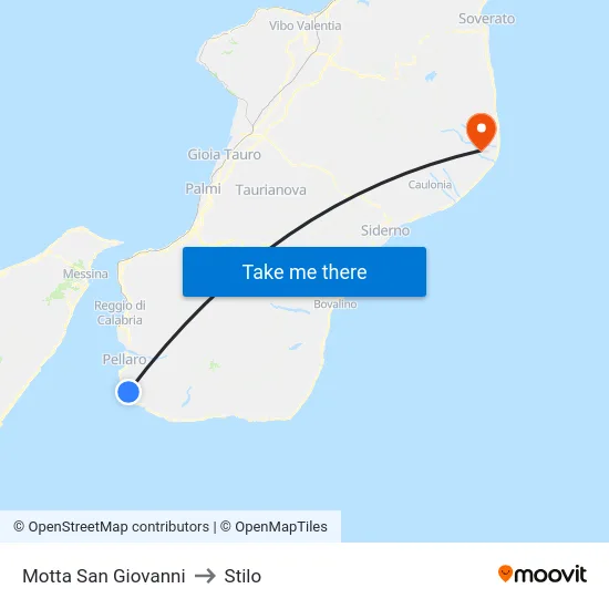 Motta San Giovanni to Stilo map