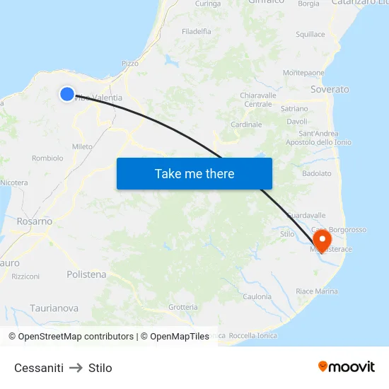 Cessaniti to Stilo map