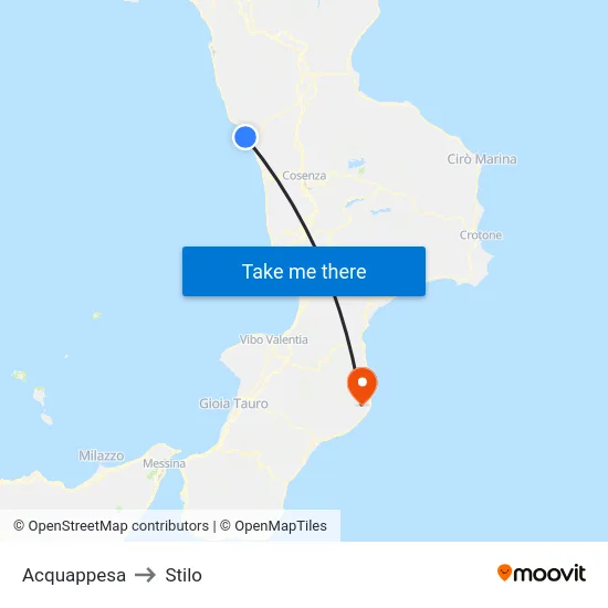 Acquappesa to Stilo map