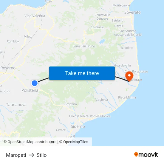 Maropati to Stilo map