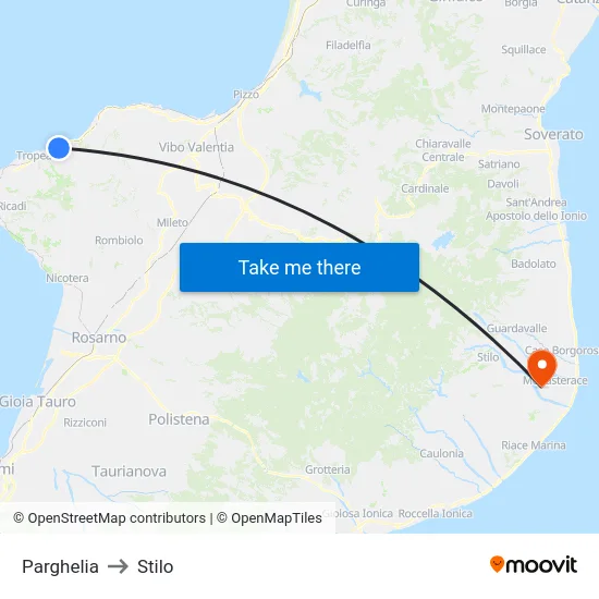 Parghelia to Stilo map