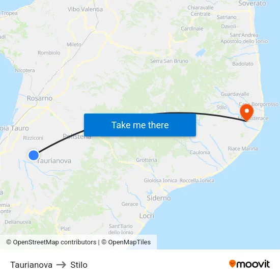 Taurianova to Stilo map