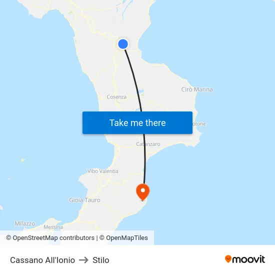 Cassano All'Ionio to Stilo map