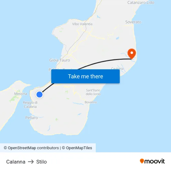 Calanna to Stilo map