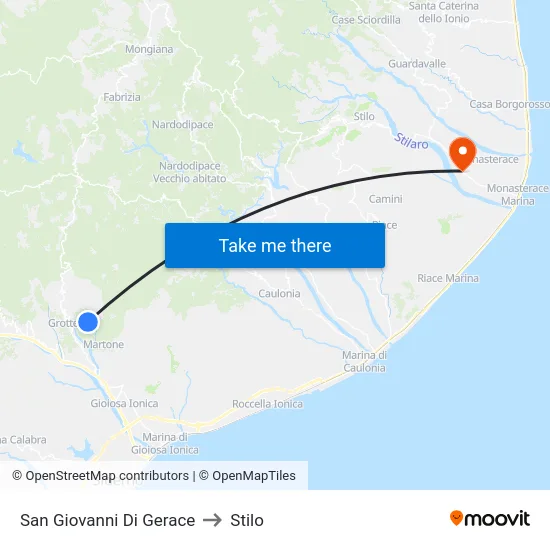 San Giovanni Di Gerace to Stilo map