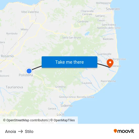 Anoia to Stilo map