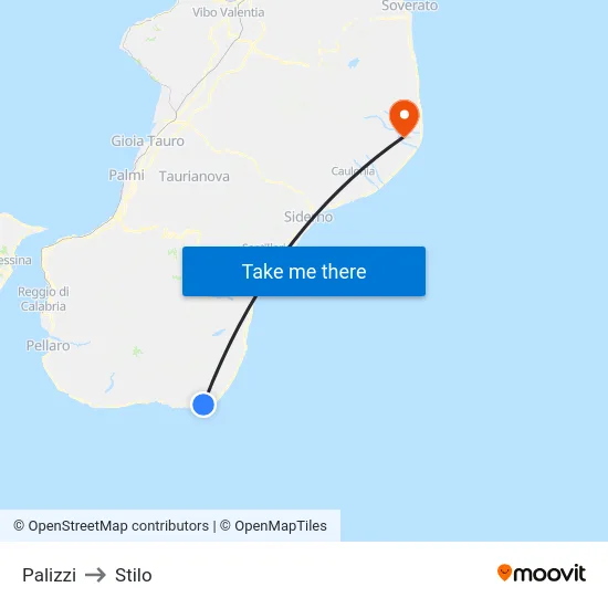 Palizzi to Stilo map