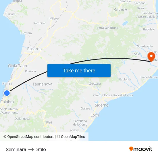 Seminara to Stilo map